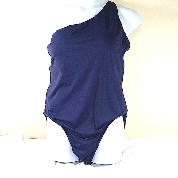 NEW Andie Wyndward Bathing Suit Size XXXLT Swimwear 3XLT Asymmetrical Navy Blue - Picture 1 of 5